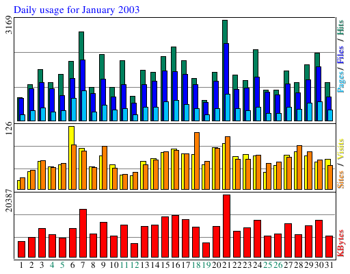 Daily usage for January 2003