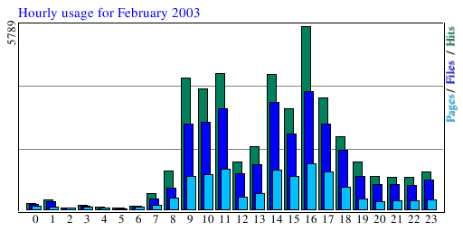 Hourly usage for February 2003