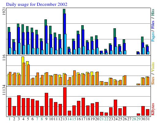 Daily usage for December 2002