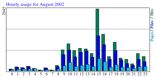 Hourly usage for August 2002