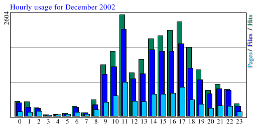 Hourly usage for December 2002
